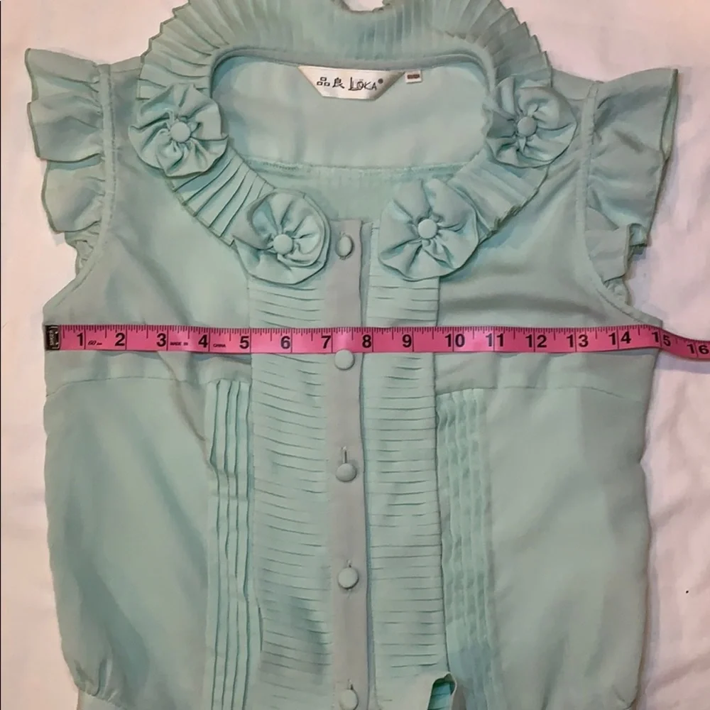 80’s Vintage Cap/Fluttered Sleeve Blouse - Picture 4 of 5